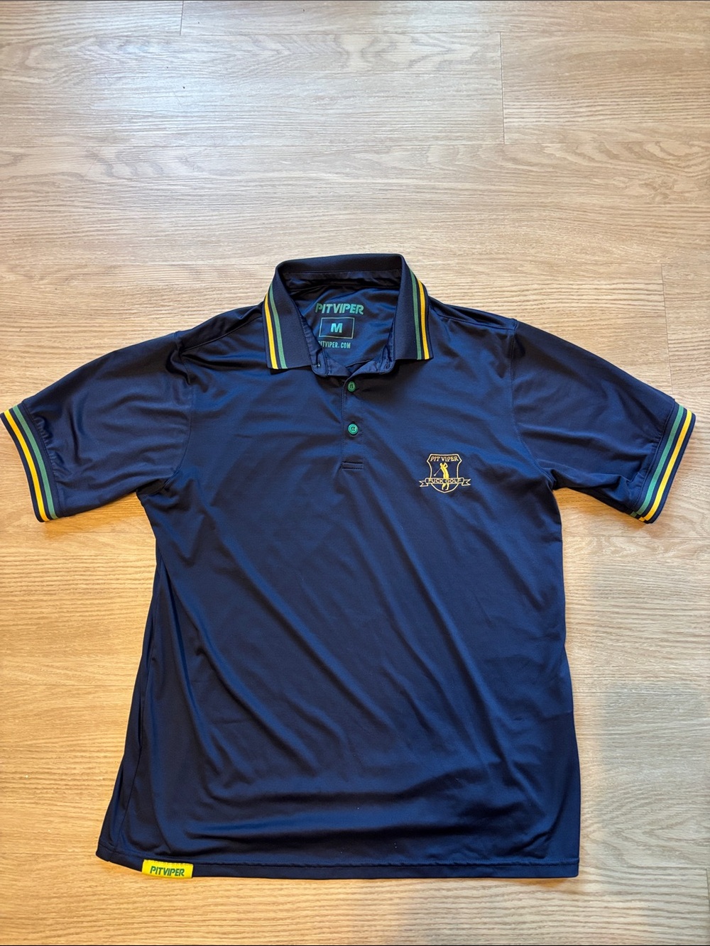 Pit Viper Men’s M Performance Polo Lightweight F Golf Logo Blue Gold